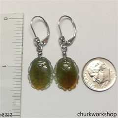Yellowish green jade lady bug earrings