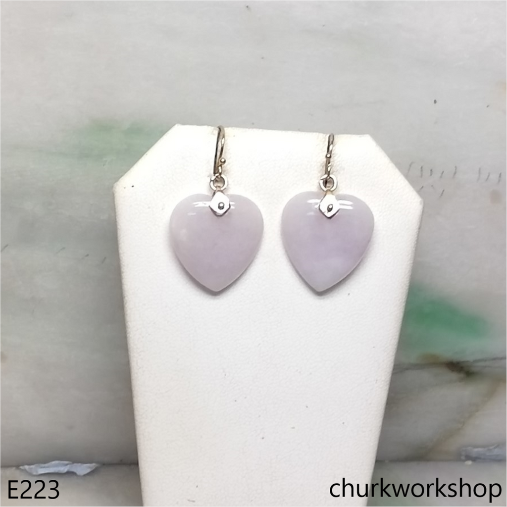 Lavender jade heart earrings