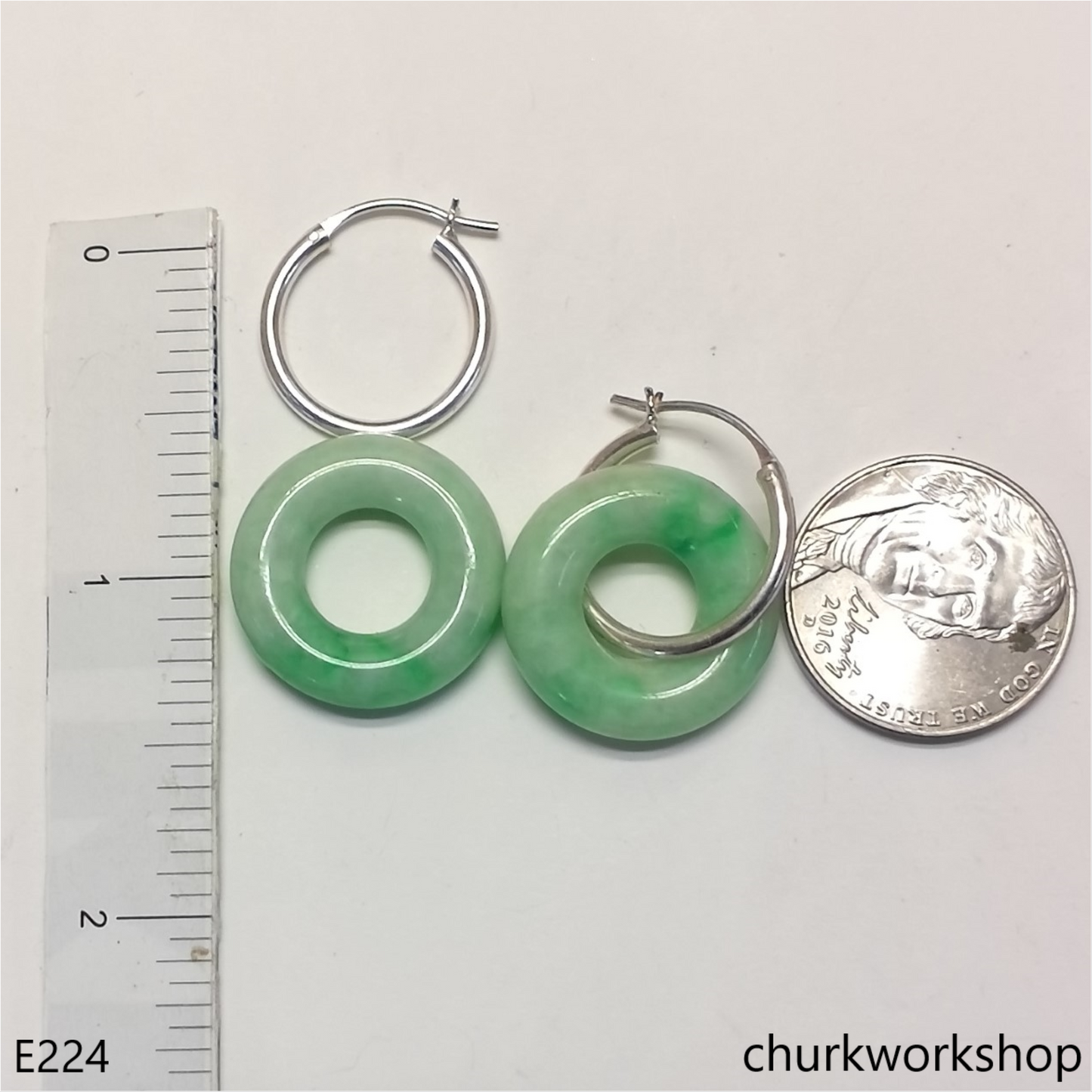 Apple green jade earrings