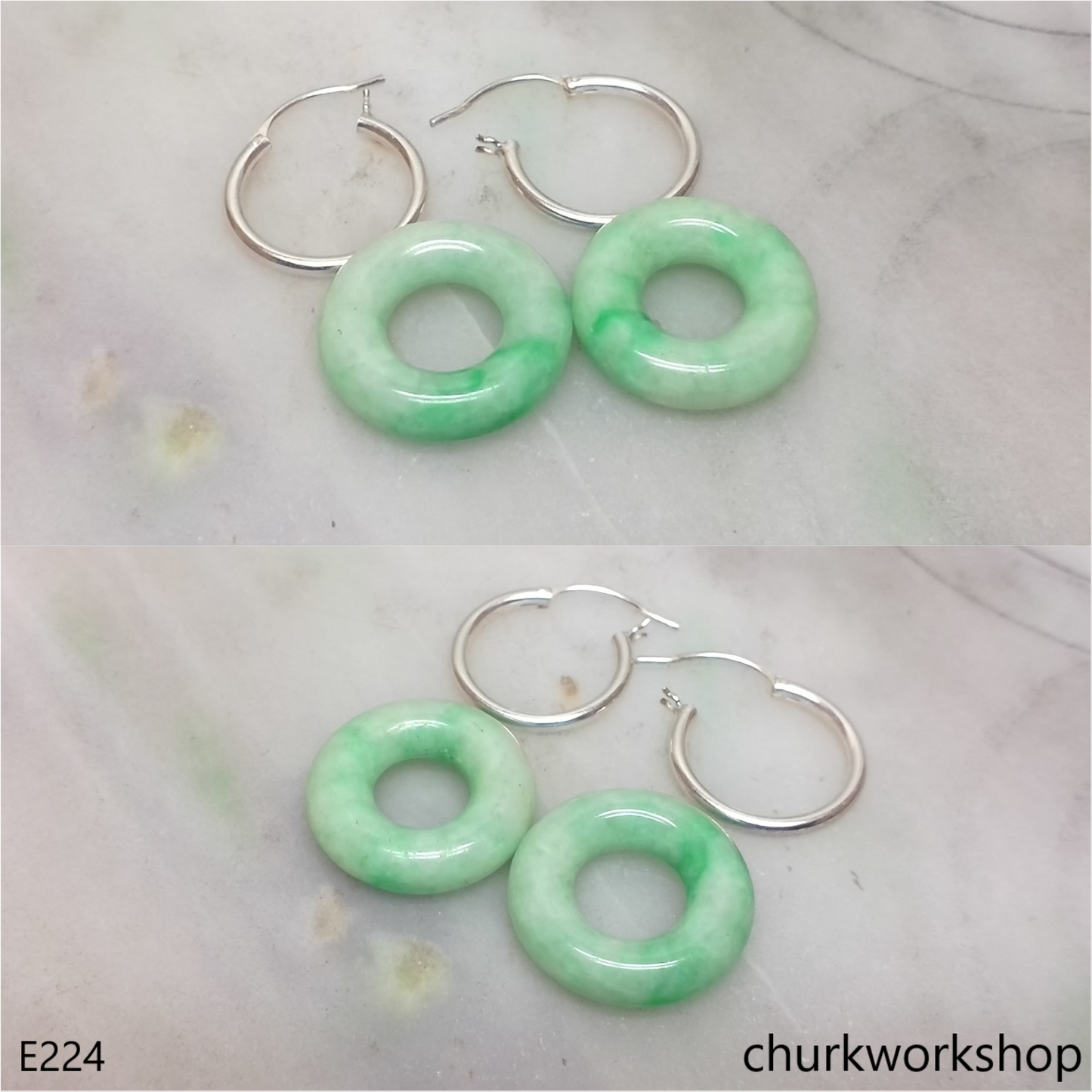 Apple green jade earrings