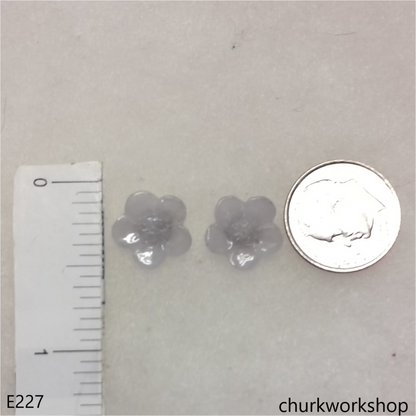 Pale lavender jade flower ear studs