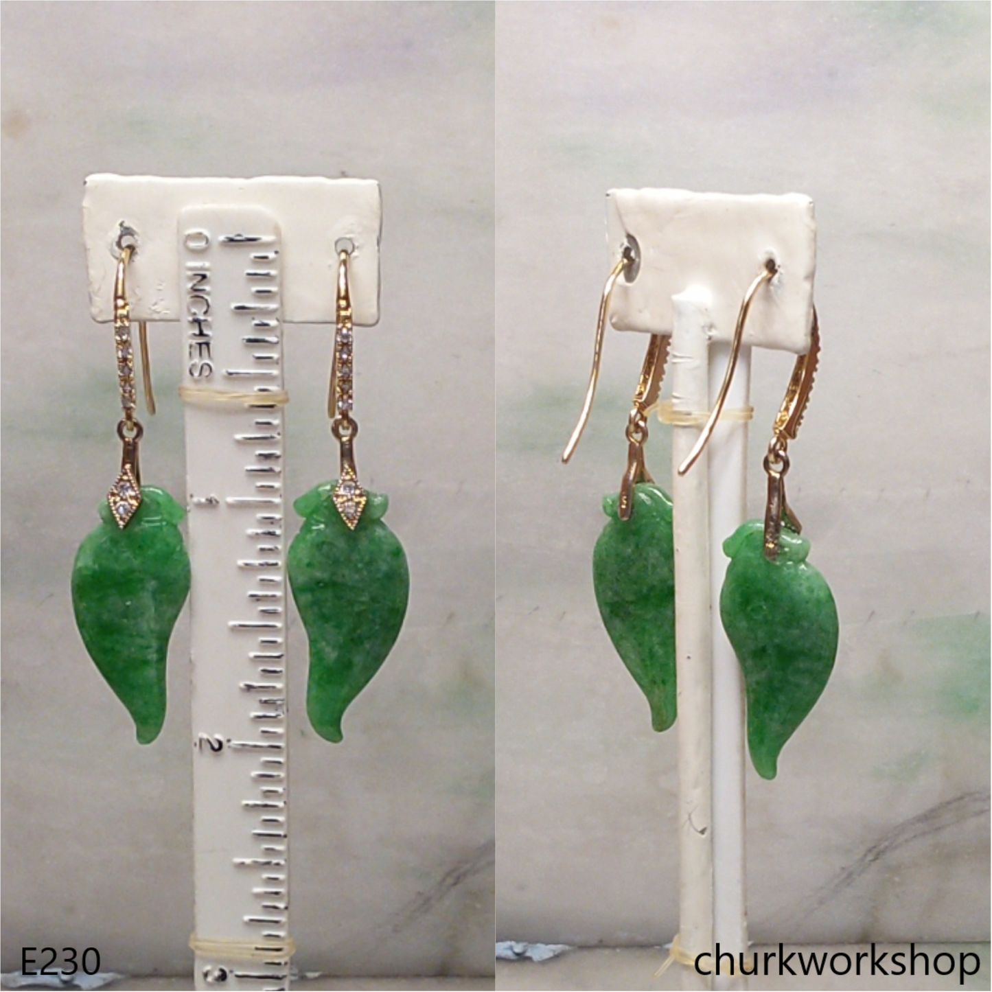 Apple green jade  earrings