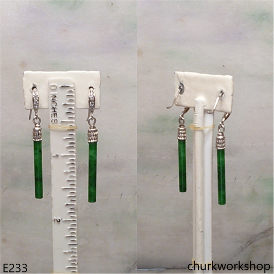 Green jade stick earrings