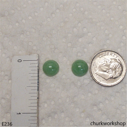 Light green jade half bead silver ear studs