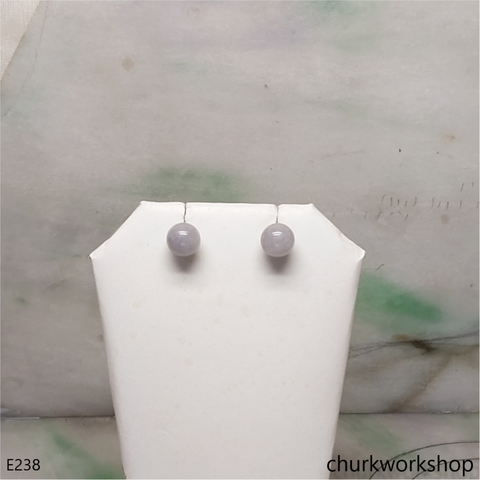 Lavender jade bead silver ear studs