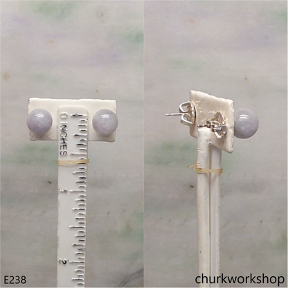 Lavender jade bead silver ear studs