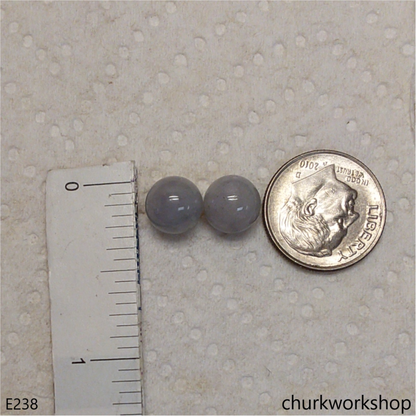 Lavender jade bead silver ear studs