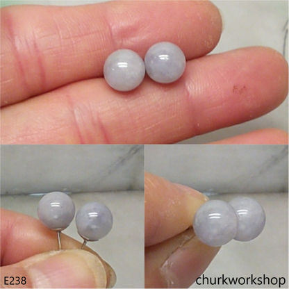 Lavender jade bead silver ear studs