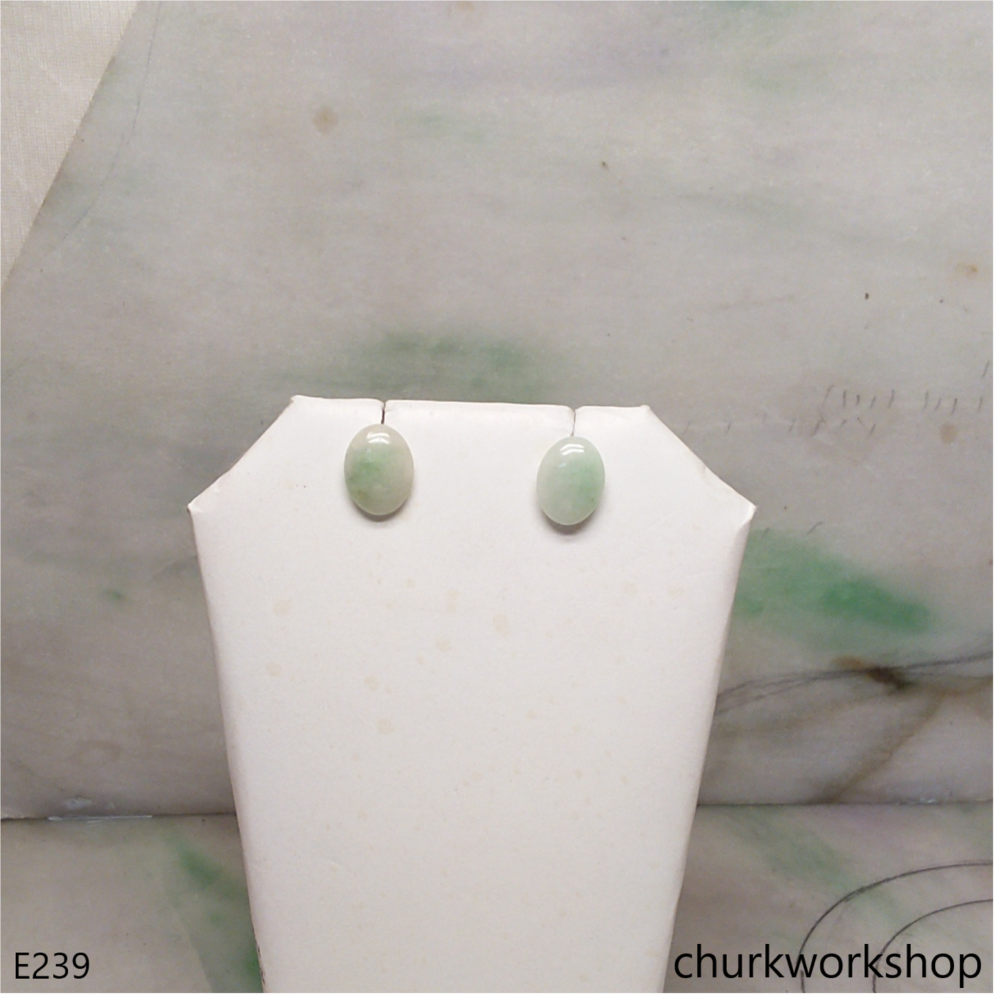 Light green jade ear studs