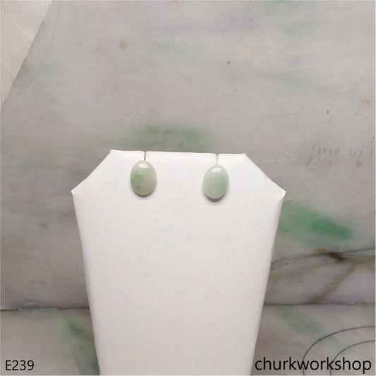 Light green jade ear studs