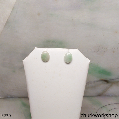 Light green jade ear studs