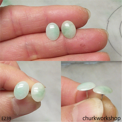 Light green jade ear studs