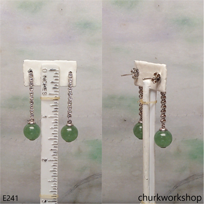 Green jade bead earrings