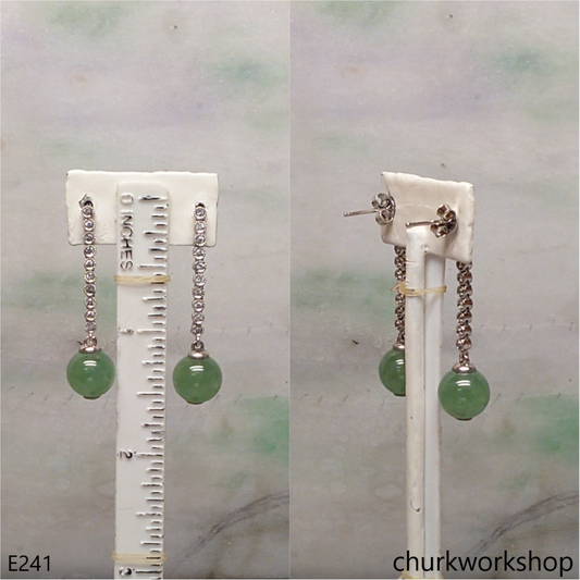 Green jade bead earrings