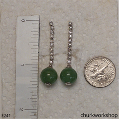 Green jade bead earrings