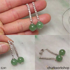 Green jade bead earrings