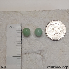 Light green jade bead silver ear studs