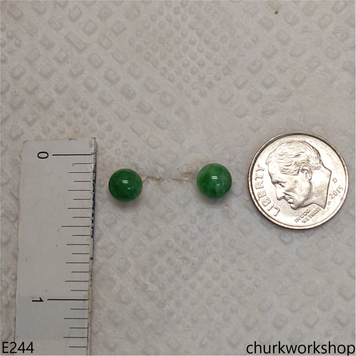 Green jade bead ear studs set with 14K gold filled