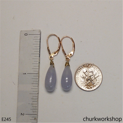 Pale lavender jade 14k gold earring