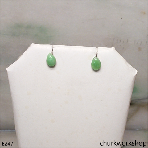 Light green jade ear studs