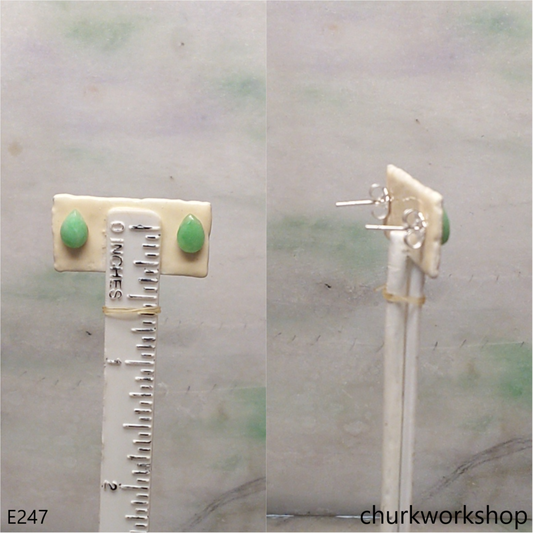 Light green jade ear studs