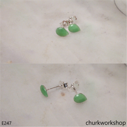 Light green jade ear studs