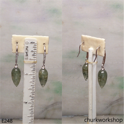 Bluish green jade ear hooks
