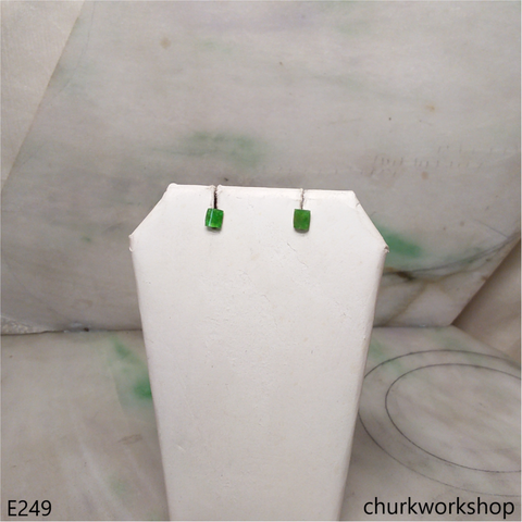 Green jade ear studs