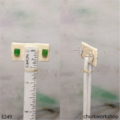 Green jade ear studs