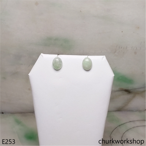 Light green jade ear studs