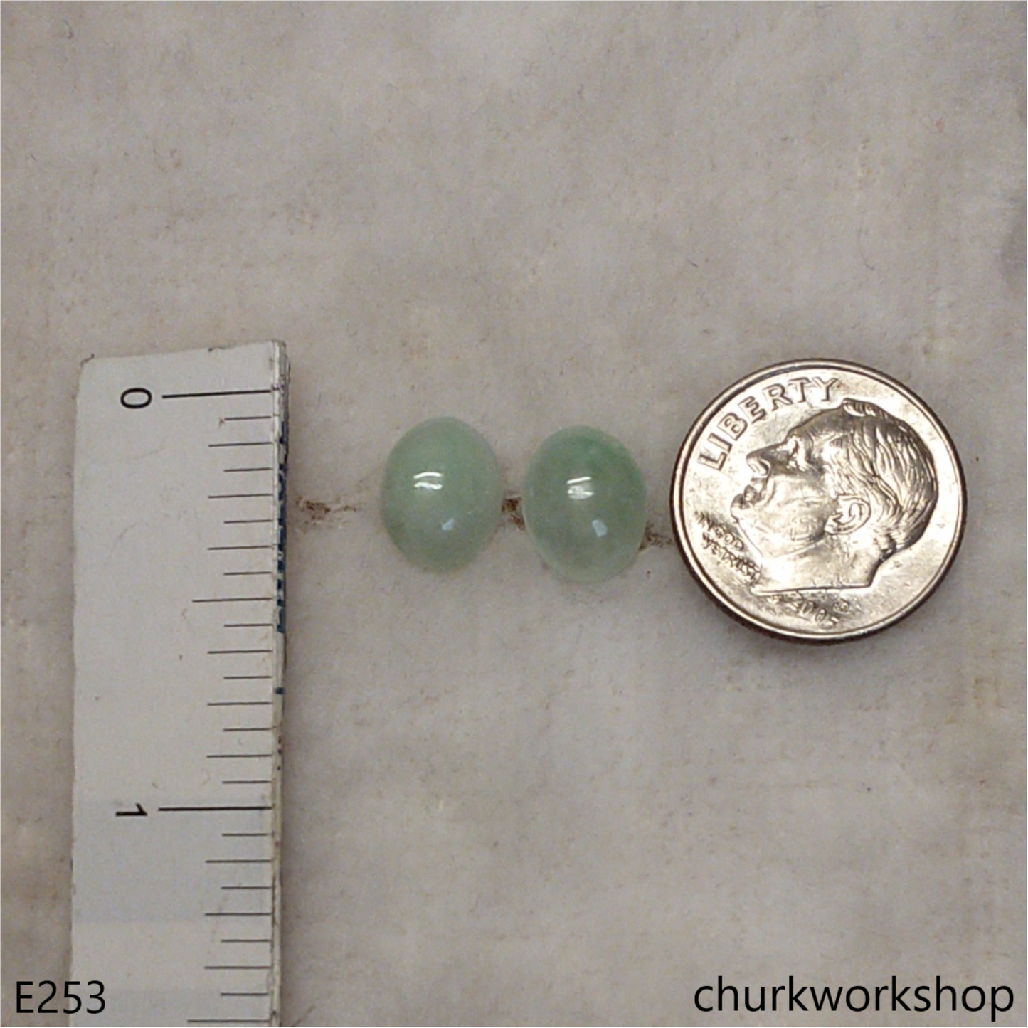 Light green jade ear studs