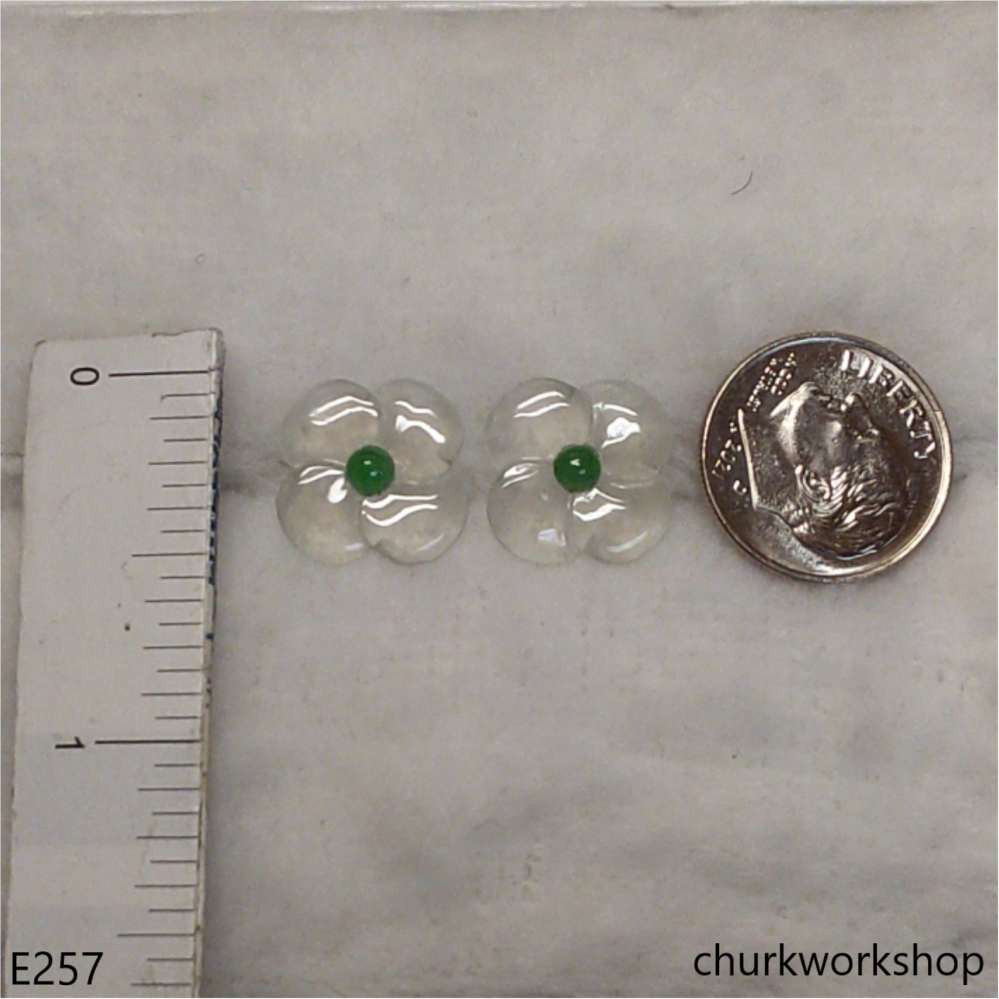 Icy jade flowers sterling silver ear studs