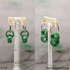 Green interlocking jade earrings