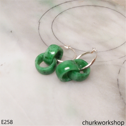 Green interlocking jade earrings