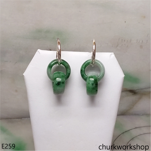 Green interlocking jade earrings