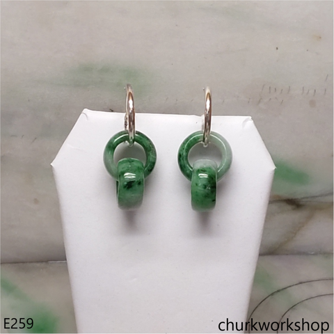 Green interlocking jade earrings
