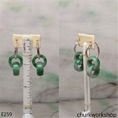 Green interlocking jade earrings
