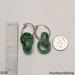 Green interlocking jade earrings