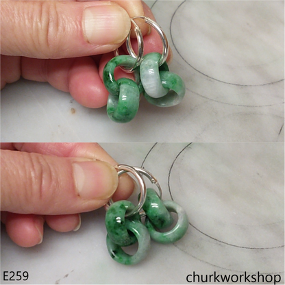Green interlocking jade earrings