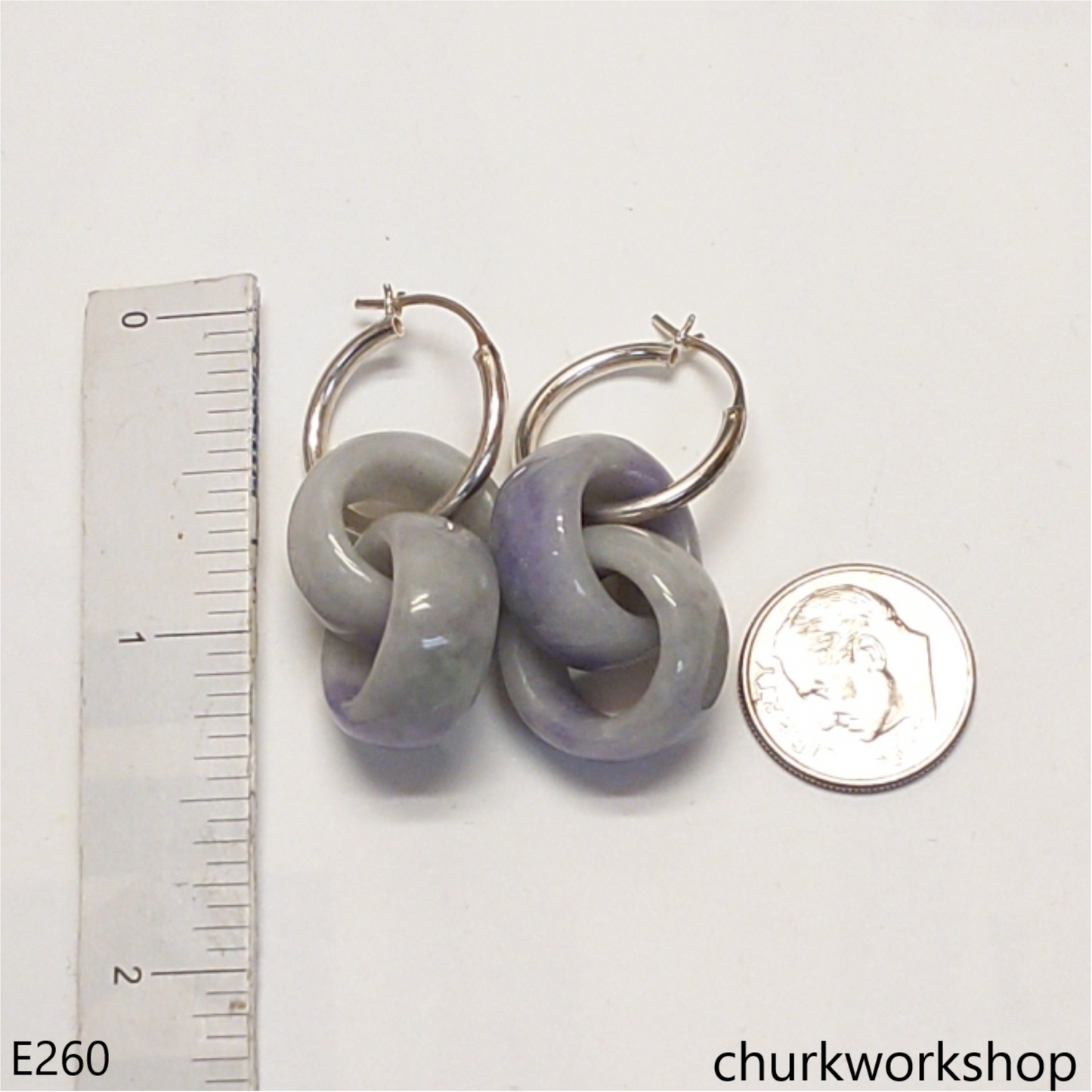 Lavender interlocking jade ring earrings