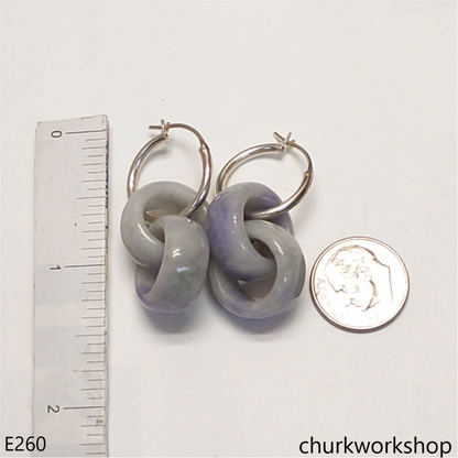 Lavender interlocking jade ring earrings