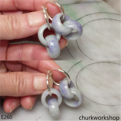 Lavender interlocking jade ring earrings