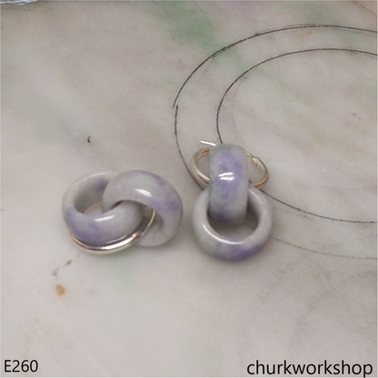 Lavender interlocking jade ring earrings