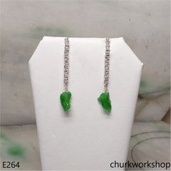 Green jade leaf earrings