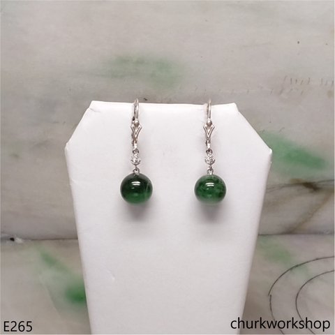 Sterling silver jade beads earrings