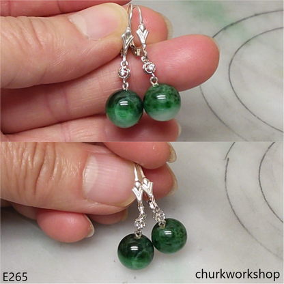 Sterling silver jade beads earrings