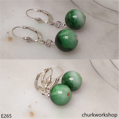Sterling silver jade beads earrings