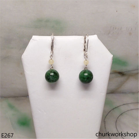 Sterling silver jade beads earrings