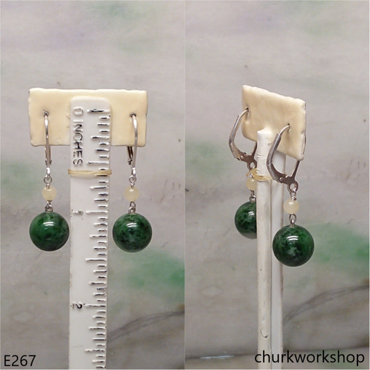 Sterling silver jade beads earrings