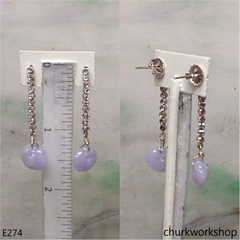 Reserved  Lavender carved jade earrings